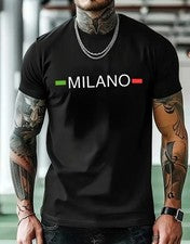 Informal Milán Elegante Italia Para hombres Moda Camiseta Vibrante Suave Estilo Algodón