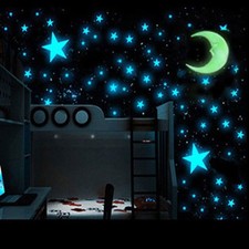 Resplandor duradero en la oscuridad estrellas azules y amarillo celeste para decoración del hogar