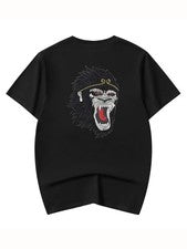 Camiseta Niepce Para Hombre Mono Furioso Bordada Camiseta Ropa de Calle Japonesa