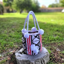 Bolso Wayuu Grande Hecho a Mano COLOMBIANO Brillante Pom Pom Boho Mochila Estilo Tribal