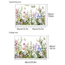 Hágalo usted mismo Pegatina de Pared Floral Mariposa Flor Planta Calcomanía Sala Hogar Pegatinas