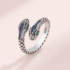 Ring Schlange Sterling Silber 925 mit Zirkonia Damenring verstellbar 51-59