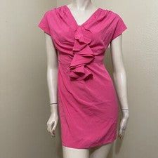 Vestido informal de verano con volantes cortos y cremallera talla L morado rayón para mujer