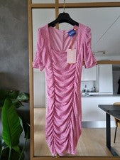 **CRAS** Vestido acanalado adornado con diamantes de imitación rosa talla 38