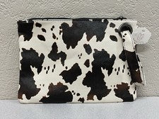 ¡Nuevo! Bolso de mano estilo PU con estampado de vaca crema y marrón para mujer