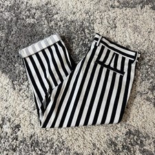 Moda Nova Hombres, Hombres Lenard Pantalones Cortos a Rayas en Blanco y Negro, 32