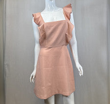 "Nuevo con etiquetas Vestido tejido BCBGeneration rosa manga volantes cuello cuadrado para mujer, talla 6"
