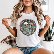 Camiseta Gótica Esqueleto Pareja Mujer Romance Oscuro Corazón Oculto Arte Oscuro Regalo