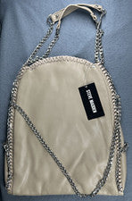 Cartera de Mano Steve Madden Btotally Para Mujer Cadena Taupe Correa/Mangos Forrada ¡NUEVA CON ETIQUETAS!
