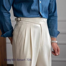 Para hombres Cintura Alta Gurkha Traje de Negocios Pantalón Recto Nápoles Vestido Pantalones Formales