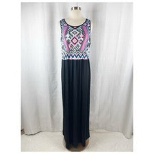 Maxi Vestido Para Mujer Sherosa Talla XXL Sin Mangas Estampado Azteca Estilo Solero Playa