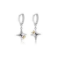 Moderne 925 Silber Creolen mit Stern-Anhänger – Bicolor Design, Damen Ohrringe