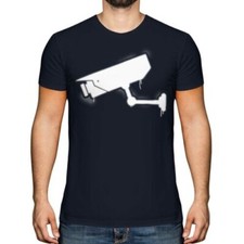 CCTV Grafiti Moda Hombre Camiseta Estampada Top Banksy Inspirado Manga Enrollada