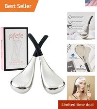 Globos de hielo Herramientas de cuidado facial de la piel para mujeres Rostro Ojos, Acero inoxidable Cara B...