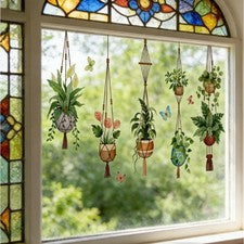 Pegatinas de pared de PVC con tema de planta en maceta de primavera para decoración de oficina en el hogar