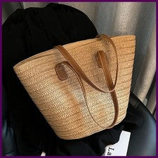 Bolso de hombro de gran capacidad para mujer Bolso de mano de verano tejido de paja Moda