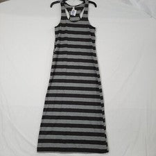 Maxi Vestido ACE Moda Para Mujer Negro Gris Rayas Sin Mangas Talla M