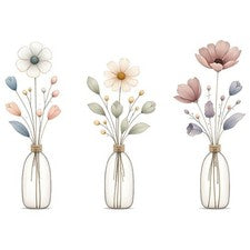 Calcomanías de pared de flores autoadhesivas de PVC para decoración de interiores de sala de estar 28,5x29,5 cm