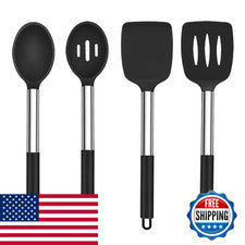 Juego de 4 cucharas espátula utensilios de cocina de silicona Teamfar