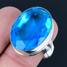 Anillo de joyería de plata esterlina 925 hecho a mano con piedras preciosas d...