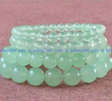 Pulsera de cuentas de piedras preciosas redondas de jade verde claro real natural 6/8/10/12/14 mm 19 cm
