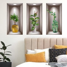 2 juegos de pegatinas de arte de pared para plantas de dormitorio hogar fondo flor decorativa