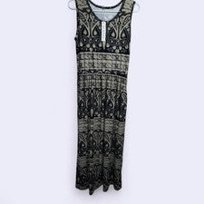 Maxi Vestido para Mujer MISFAY Boho Paisley Grande Negro Beige Sin Mangas Nuevo con Etiquetas