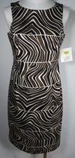 Vestido para mujer Liz Claiborne sin mangas estampado safari marrón talla 4