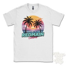 CAMISETA REDMAIN CUMBRIA - Retro Estilo Miami Divertida Parodia de Verano Reino Unido