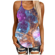Sexy Camiseta Para Mujer Moderna Cuello Redondo Suelta Moda Estampada Top Sin Espalda