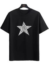 Camiseta con estampado de estrellas, cuello redondo manga corta para hombre, estilo simple moda regular