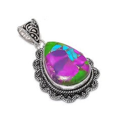 Colgante de joyería de plata de ley 925 con piedras preciosas turquesa de algodón caramelo 2,13" p235