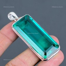 Venta de San Valentín Piedra Diópsido Cromo Bisel Plata Esterlina Nuevo Colgante Joyería