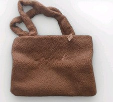 Bolso de Mano VS PINK Para Mujer Marrón Sherpa Peluche Bordado Logo Forrado Bolsillos Grande