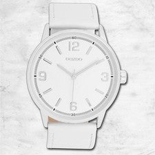 Oozoo Cuero Mujeres-Hombres Reloj Análogo de Cuarzo Pulsera Blanco UOC11500