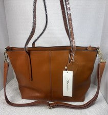 OBOSOYO Mujer Bolso de Mano Bolso de Mano o Bolso de Hombro Cuero PU Marrón con Correa Desmontable