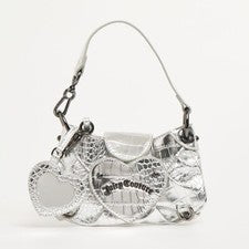 Bolso Corazón JUICY COUTURE Plateado Metálico Efecto Reptil AMOR