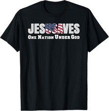 Camiseta Jesús Salva EE. UU. Una Nación Bajo Dios Biblia Cristiana Oración