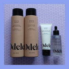 NUEVO Paquete de 4 piezas Odele Hair Care - Suero para cuero cabelludo, champú espesante/aclarante