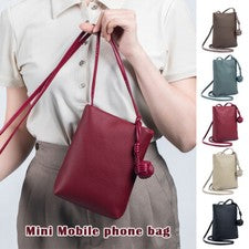 Bolso de hombro pequeño de cuero genuino de moda para teléfono de cuero suave para mujer