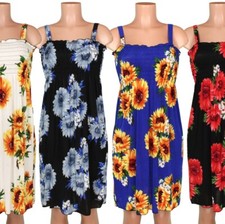 Vestido sin mangas floral para mujer, informal girasol verano playa vestido