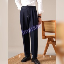 Pantalón recto para hombre Gurkha pantalón de negocios estilo británico pantalones Nápoles cintura alta