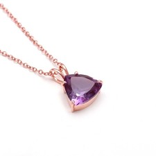 Collar de cadena trillón de alejandrita púrpura plata maciza oro rosa delicada joyería