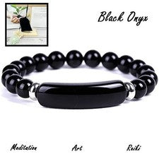 Pulsera de ónix negro natural meditación curación chakra Reiki piedras preciosas joyería