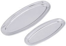 Plato de pescado, plato de servir, acero inoxidable, borde rebordeado, longitud 45-75 cm