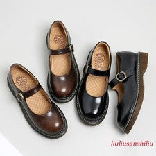 Zapato Oxford Hebilla Mary Jane Pequeño Cuero Zapatos Transpirables Punta Redonda Suave Plano