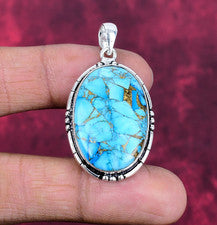 Colgante de joyería de plata maciza 925 hecho a mano con piedras preciosas turquesa azul regalos por amor
