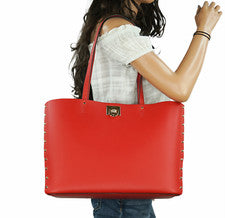 BOLSO DE HOMBRO MICHAEL KORS MANHATTAN GRANDE DE CUERO LISO ROJO LLAMA $458