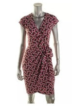 Vestido envolvente con cuello en V estampado marrón para mujer pequeño S