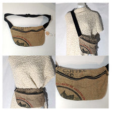 Saco de café Bolso de hombro Bolso de cintura, arpillera Eslinga, Reciclado Hecho a mano Bolso